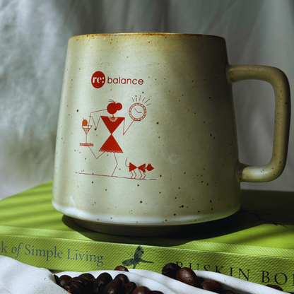 Rebalance Ceramic Coffee Mug | Inspired by Warli Painting | 330ml