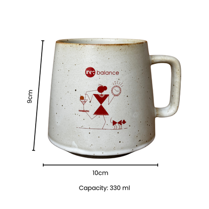 Rebalance Ceramic Coffee Mug | Inspired by Warli Painting | 330ml